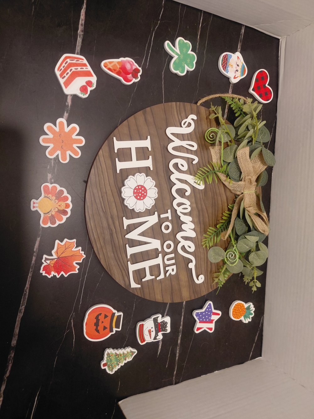 Welcome to our home sign interchangeable seasonal holiday magnets